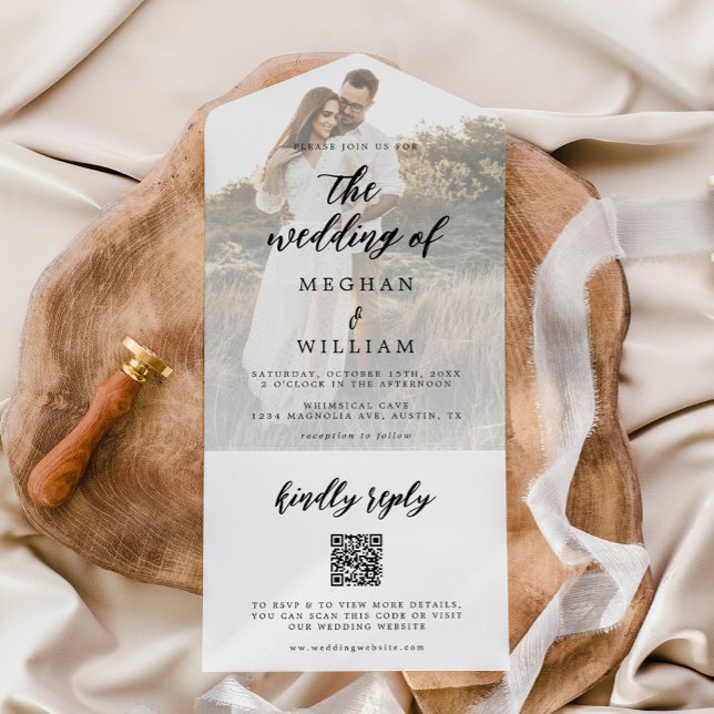 Código Qr de Casamento de Foto de Caligrafia Elega (Criador carregado)