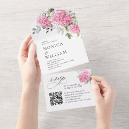 Código QR de Casamento de Hydrangea Pink de Waterc