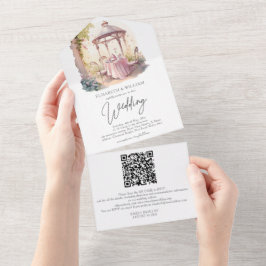 Código QR de Casamento de Jardim de Aquarela Rsvp