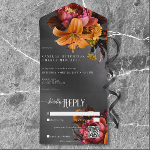 Código QR de Casamento de Lily Laranja Gótica Negr