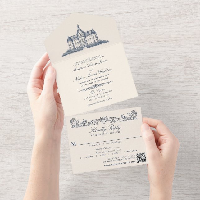 Código QR de Casamento de Manor de Chateau Antigo  (Aba destacável)