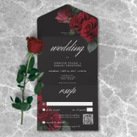 Código QR de Casamento de Rosas vermelhas de sangu