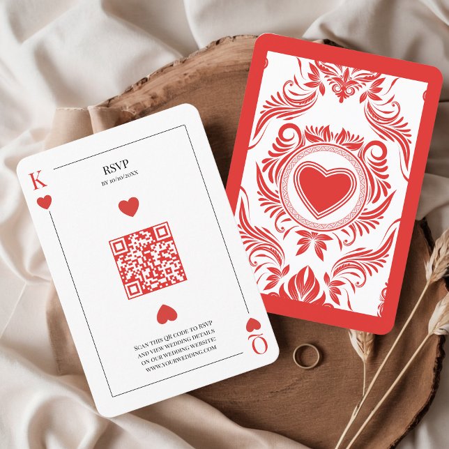 Código QR de casamento do Cartão Las Vegas (RSVP with QR code Playing Card Lucky in Love Poker Las Vegas Wedding)