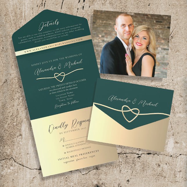 Código QR de Casamento Esmeralda Verde e Dourado (Criador carregado)