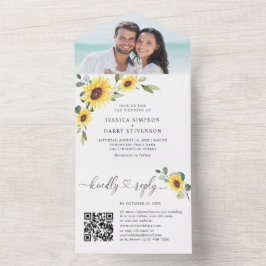 Código QR de Casamento Eucalyptus Sunflower Elegan