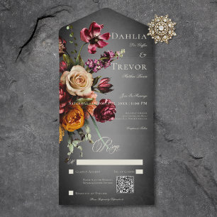Código QR de Casamento Floral de Outono de Blur Es