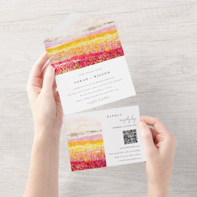 Código QR de Casamento Floral primavera Country (Tearaway)