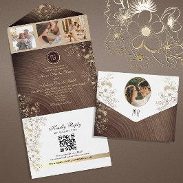 Código QR de Casamento no Celeiro de Madeira Rústi