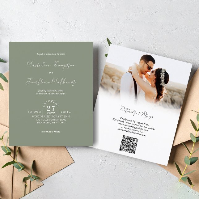 Código QR de Casamento Simples com Foto em Verde S (Criador carregado)