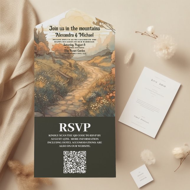 Código QR de Casamento Verde da Floresta Russa de  (Criador carregado)