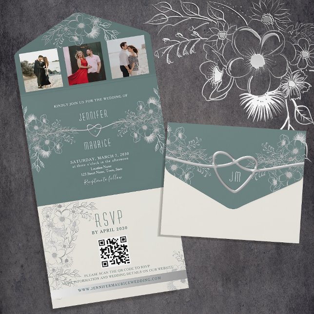 Código QR de Casamento Verde Sage Moderno (Criador carregado)
