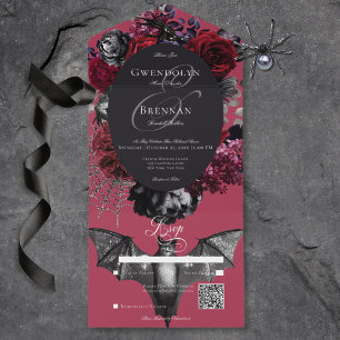 Código QR de Casamento Vermelho Floral de Glam das