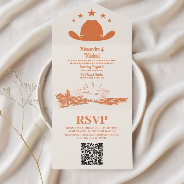 Código QR de Casamento Western Country Sudoeste Ra (Criador carregado)