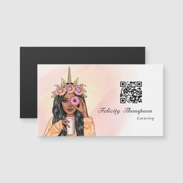 Código QR de Catering de Comida da Senhora Unicórn (Frente/Verso)