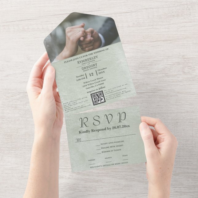 Código QR de celadão verde Elegante Pale Sage (Tearaway)