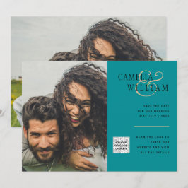 Código QR de Convite de Casamento com Foto de Vidr