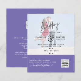 Código QR de Convite de Casamento com Foto Roxa Sa