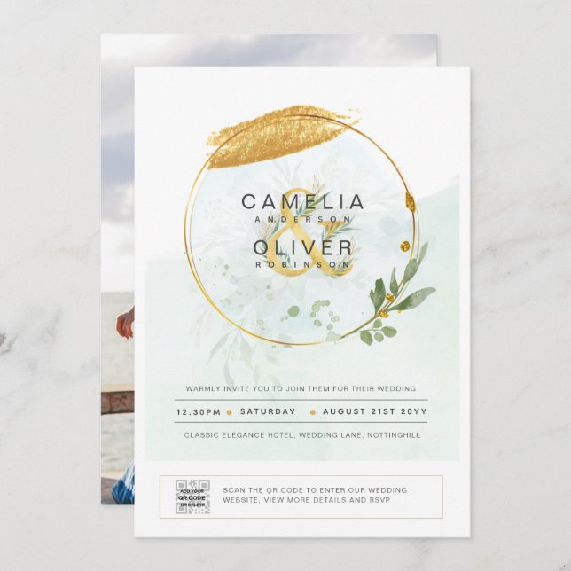 CÓDIGO QR de Convite para Casamento de FOTO em Ver (Frente/Verso)