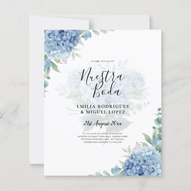 Código QR de Convite para Casamento de Hydrangea A (Frente)