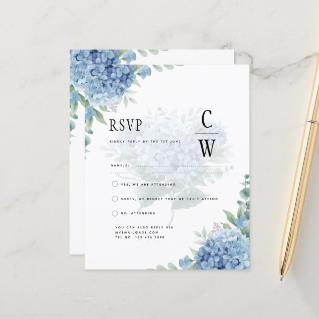 Código QR de Convite para Casamento de Hydrangea A (Frente/Verso In Situ)