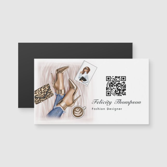 Código QR de Designer de Moda Gold (Frente/Verso)