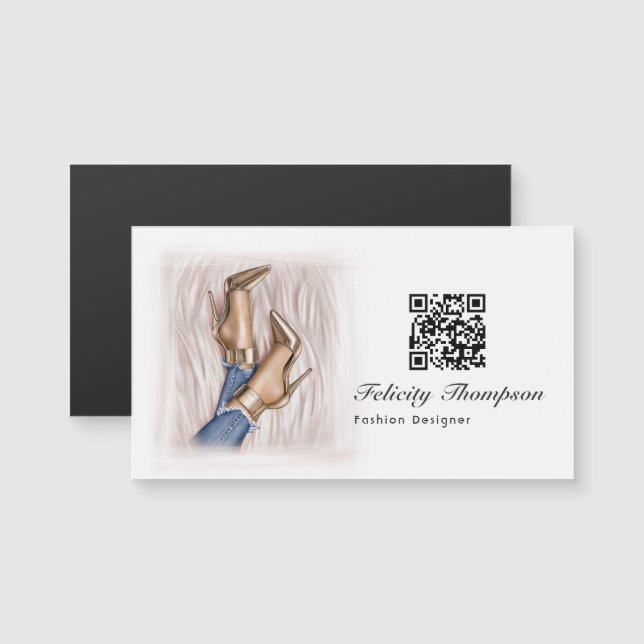 Código QR de Designer de Moda Rosa (Frente/Verso)