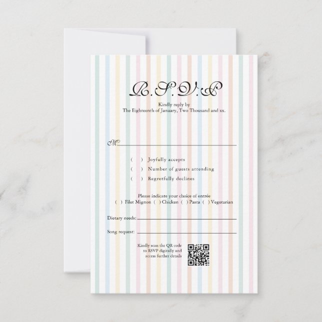 Código QR de faixa colorida para RSVP de casamento (Frente)