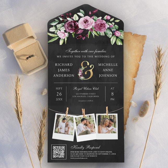 Código QR de Flor de Ameixa Rosa com E comercial P (Criador carregado)