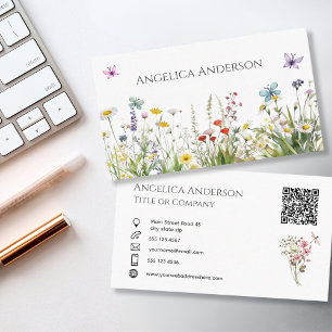 Código QR de flor selvagem Cartão de visita