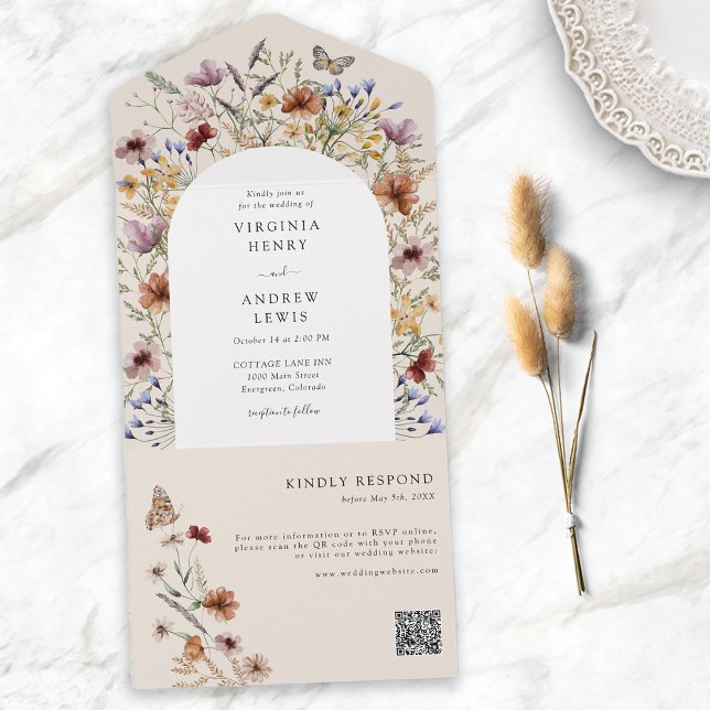 Código QR de Flor Silvestre (Wildflower QR Code All In One Invitation
)