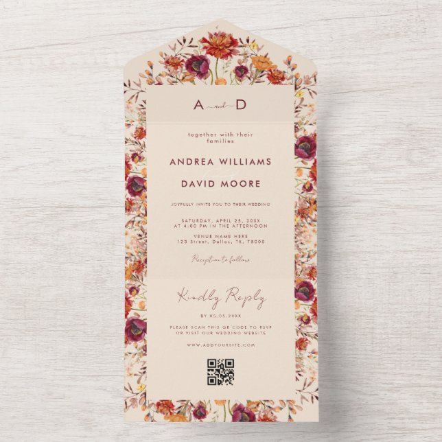 Código QR de Flores Silvestres de Outono para Casa (Interno)