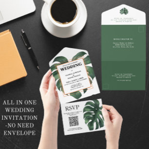 Código QR de Folha de Monstera Verde