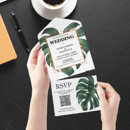 Código QR de Folha de Monstera Verde