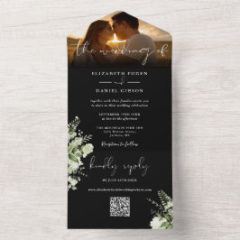 Código QR de folhagem floral para foto de casament