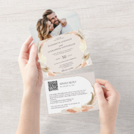 Código QR de foto boho com grama das pampas para c