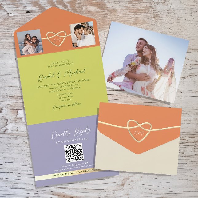 Código QR de Foto Casamento Verde Cítrico (Criador carregado)