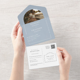Código QR de Foto de Arch Mínimo Moderno Dusty Blu
