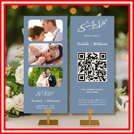Código QR de Foto de Casamento Azul Empoeirado Ele