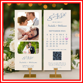 Código QR de Foto de Casamento Azul Empoeirado Ele