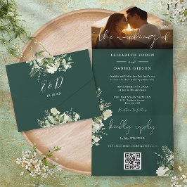 Código QR de Foto de Casamento com Verdor Floral E