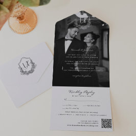 Código QR de Foto de Casamento de Monograma Floral