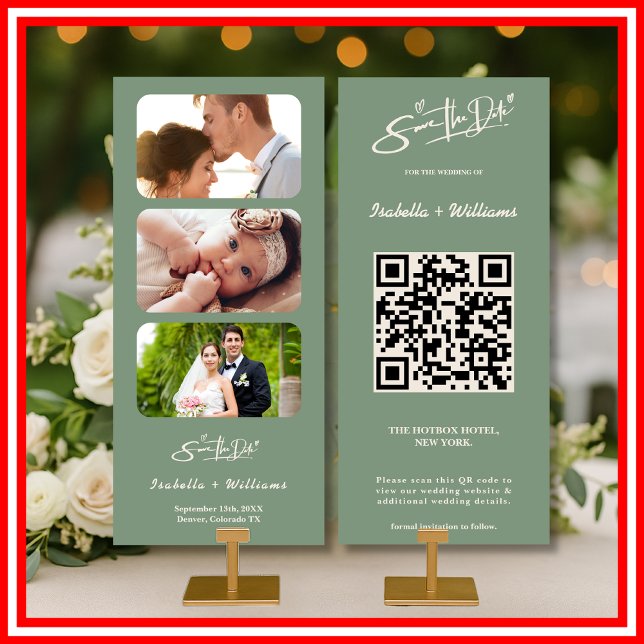 Código QR de Foto de Casamento em Verde Salvia Sav (Criador carregado)