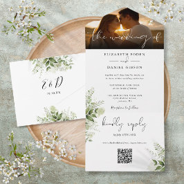 Código QR de Foto de Casamento Floral Elegante