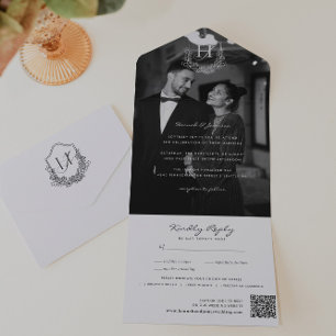 Código QR de Foto de Monograma Floral de Casamento