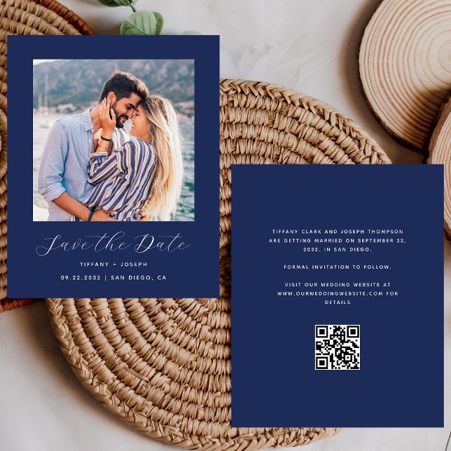 Código QR de Foto de Orçamento Azul Marinho Save t (Criador carregado)