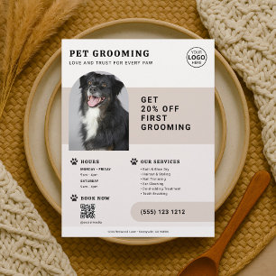 Código QR de Foto de Pet Grooming Panfleto Marrom