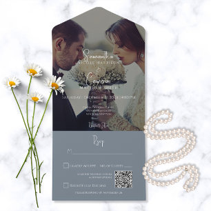 Código QR de Foto Elegante Azul Moderno Dusty