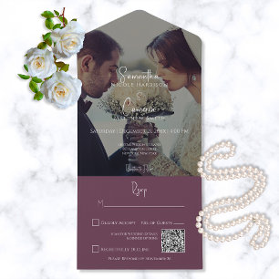 Código QR de Foto Elegante Moderno Burgundy