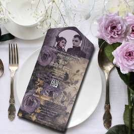 Código QR de Foto Rosa Roxo Elegante Gótico Escuro