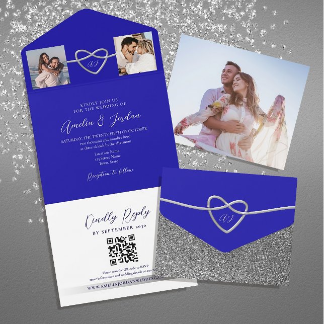 Código QR de Fotos Casamento Azul Real (Criador carregado)